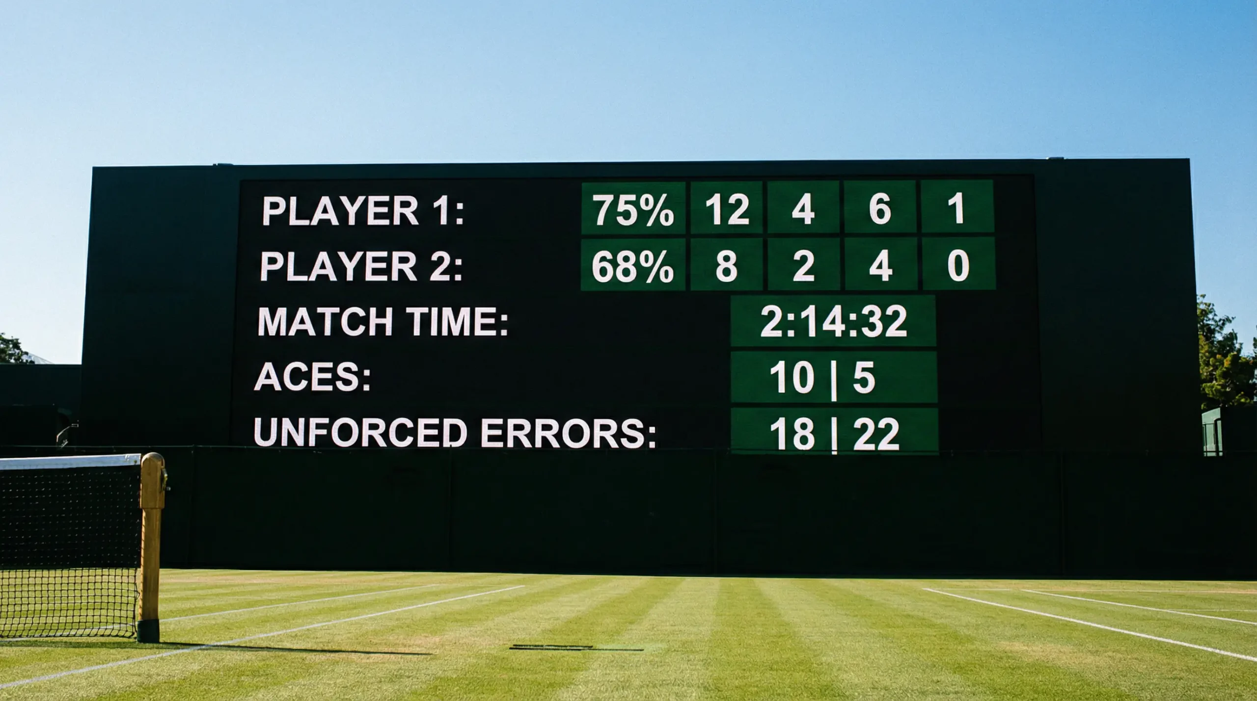 Grossaufnahme einer digitalen Anzeigetafel mit Wettquoten vor einem Rasenplatz